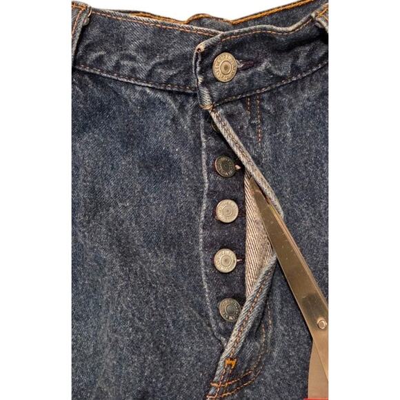 Vtg Levis 501 Jeans Button Fly USA 90s Blue Straight Juniors 13 29x30.5 Actual - Picture 8 of 16